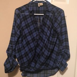 Sheer plaid blouse